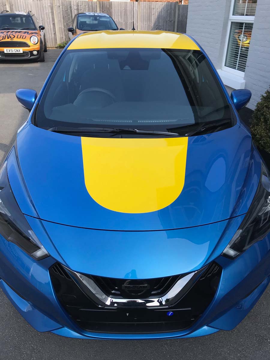 Blue Nissan Yellow Wrap Eastleigh